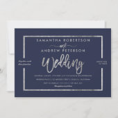 Silberne moderne Typografie und schicke Hochzeit Einladung (Vorderseite)