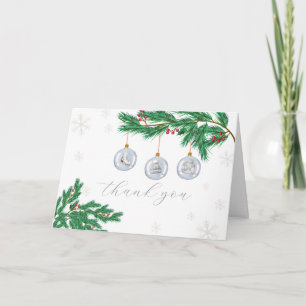 Silberne moderne Winterkleidung Ornamente Baby Sho Dankeskarte