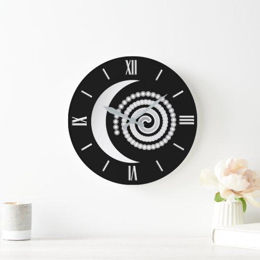Silberne Mond-Spirale Große Wanduhr (Zuhause)
