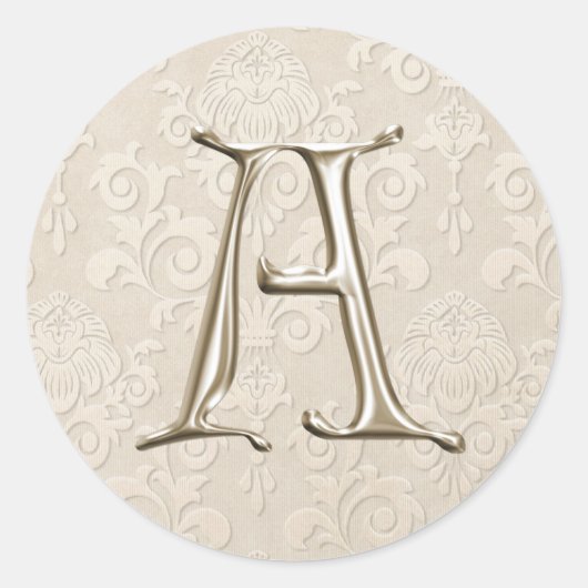 Silberne Monogramm-Hochzeitskleber - Buchstabe A Runder Aufkleber (Vorderseite)