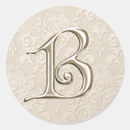 Silberne Monogramm-Hochzeitskleber - Buchstabe B Runder Aufkleber (Vorderseite)