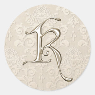 Silberne Monogramm-Hochzeitskleber - Buchstabe K Runder Aufkleber