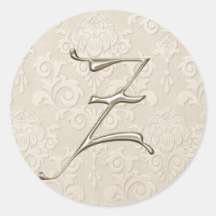 Silberne Monogramm-Hochzeitskleber - Buchstabe Z Runder Aufkleber
