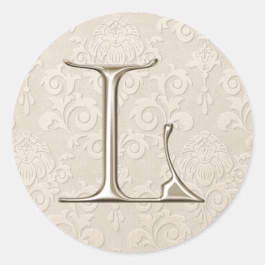 Silberne Monogramm-Hochzeitsticker - Buchstabe L Runder Aufkleber (Vorderseite)