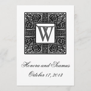 Silberne monogrammierte keltische Hochzeitseinladu Einladung