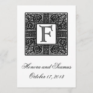 Silberne monogrammierte keltische Hochzeitseinladu Einladung