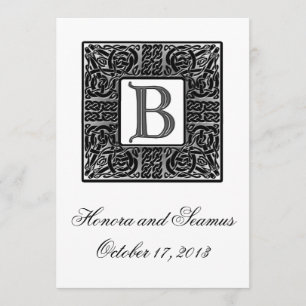 Silberne monogrammierte keltische Hochzeitseinladu Einladung