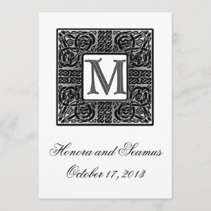 Silberne monogrammierte keltische Hochzeitseinladu Einladung