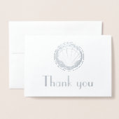 silberne Muschel - Danke Folienkarte (Vorderseite mit Umschlag)