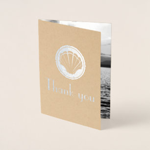 silberne Muschel - Vielen Dank - fügen Sie Hochzei Folienkarte