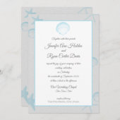 Silberne Muscheln Hochzeit Einladung (Vorne/Hinten)