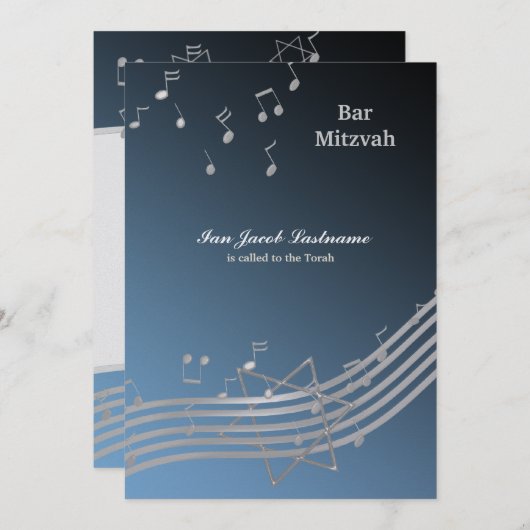 Silberne Musik in der Luft Einladung (Vorne/Hinten)