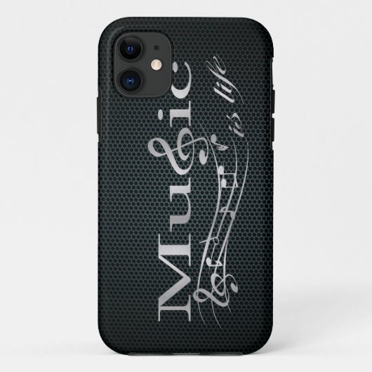 Silberne Musik ist Leben mit Metallmasche Case-Mate iPhone Hülle (Rückseite)