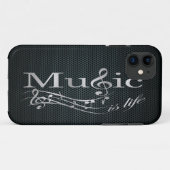 Silberne Musik ist Leben mit Metallmasche Case-Mate iPhone Hülle (Rückseite (Horizontal))