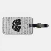 Silberne Musik-und Theater-Masken Gepäckanhänger (Rückseite horizontal)