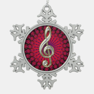 Silberne Musikdreifacher Schneeflocken Zinn-Ornament