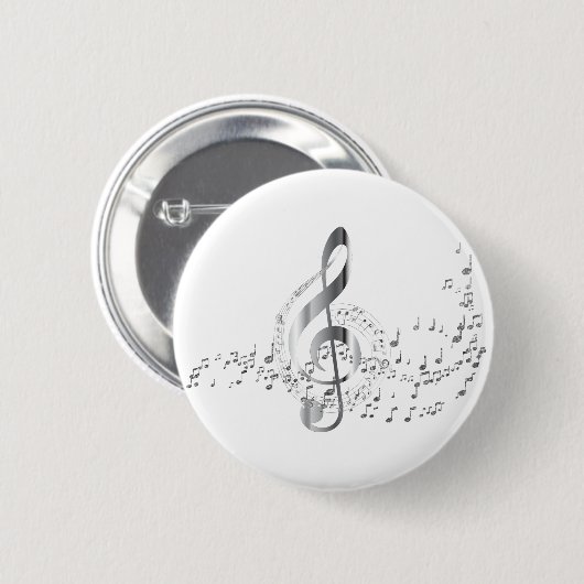 Silberne Musiknoten Button (Vorne & Hinten)