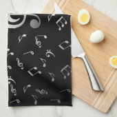silberne Musiknoten Handtuch (Viertel Falte)