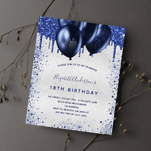 Silberne Navy-Blau-Budget-Einladung zum Geburtstag