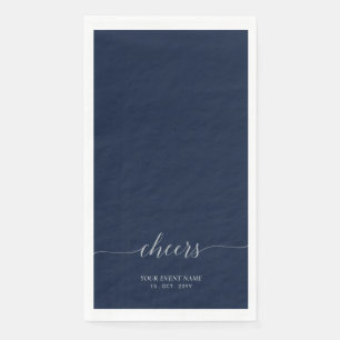 Silberne & Navy elegante Skript Cheers Event-Party Serviette