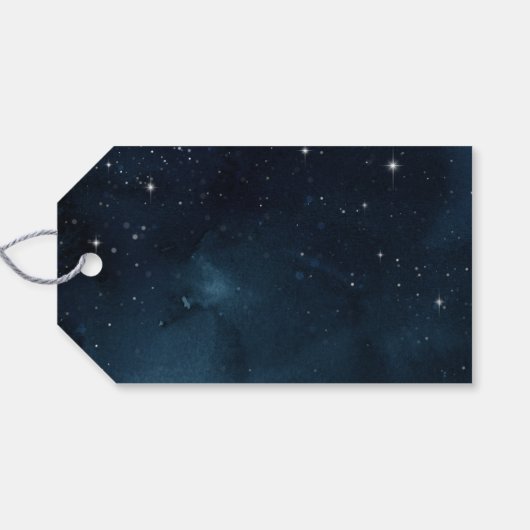 Silberne Navy Kalligraphie Glam Hochzeit danke Geschenkanhänger (Rückseite Horizontal)