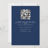 Silberne Navy-Schneeflocken Winter QR-Code Hochzei Einladung (Rückseite)