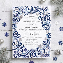 Silberne Navy-Schneeflocken Winterhochzeit