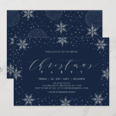 Silberne & Navy-Weihnachts-Virtual-Party Einladung (Vorne/Hinten)