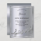 Silberne Notennotizen Einladungspostkarte (Vorne/Hinten)