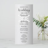 Silberne Ombre-Schneeflocken-Winterhochzeit Programm (Stehend Vorderseite)