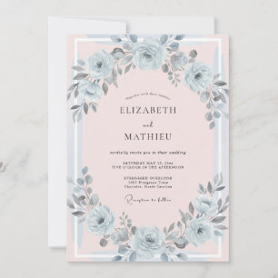 Silberne Pastellmalerei-Hochzeit Einladung