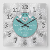 Silberne Personalisierte Wanduhren für Hochzeiten (Vorderseite)