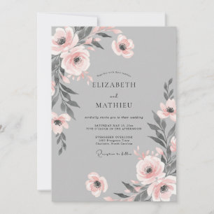 Silberne Pfirsichblatt-Hochzeit Einladung