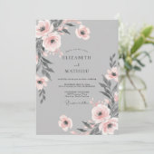 Silberne Pfirsichblatt-Hochzeit Einladung (Stehend Vorderseite)