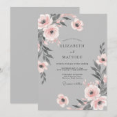 Silberne Pfirsichblatt-Hochzeit Einladung (Vorne/Hinten)