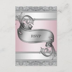 Silberne Pink Bat Mitzvah RSVP Karte