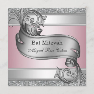 Silberne Pink Bat Mitzwa Einladung