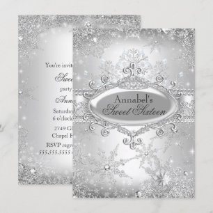 Silberne Prinzessin Winter Wonderland Sweet 16 Ein Einladung