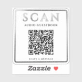 Silberne QR-Code-Audio-Gästebuch-Anleitung LABEL (Blatt)