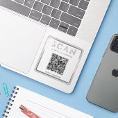 Silberne QR-Code-Audio-Gästebuch-Anleitung LABEL (Laptop mit iPhone)