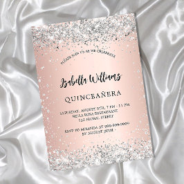 Silberne Quinceanera-Rose Gold Luxus Einladung