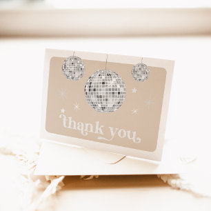 Silberne Retro-Disco-Groovy-Bridal-Shower  Dankeskarte