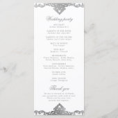 Silberne romantische verzierte Hochzeit Programm (Rückseite)