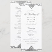 Silberne romantische verzierte Hochzeit Programm (Vorne/Hinten)