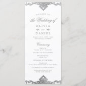 Silberne romantische verzierte Hochzeit Programm (Vorderseite)