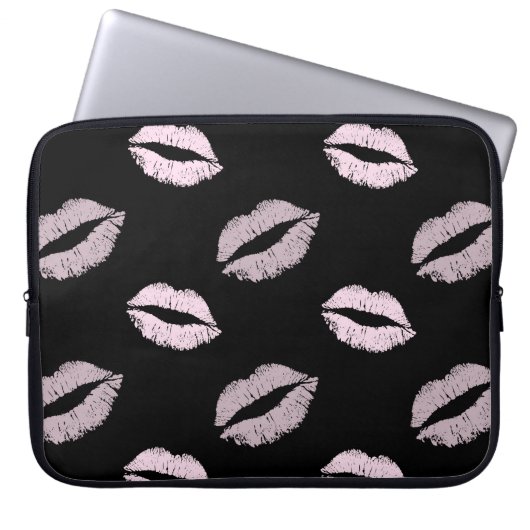 Silberne rosa Küsse Laptopschutzhülle (Vorderseite)