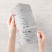 Silberne Rose All In One Einladung (Abreißen)