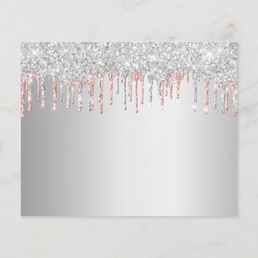 Silberne Rose Glitzer Haushalt Save the Date Flyer (Hinten)