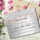 Silberne Rose Glitzer Haushalt Save the Date Flyer