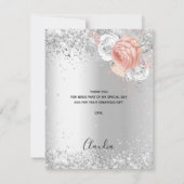Silberne Rose Gold Blume Dankeskarte (Rückseite)